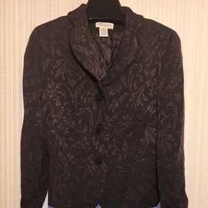 Ann Taylor Black Damask Blazer Jacket, Size 10 Petite